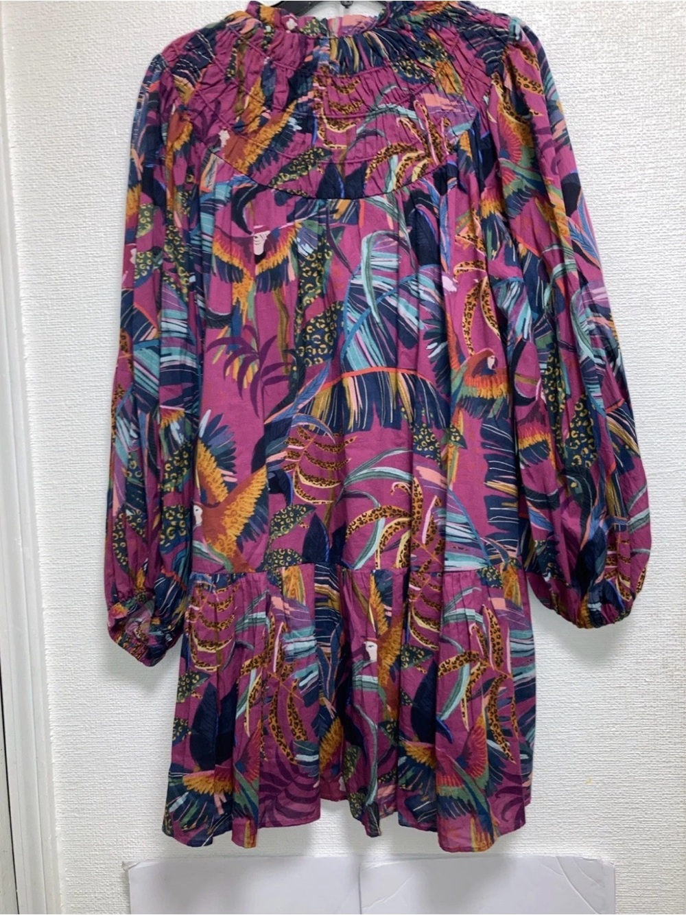 FARM Rio Purple Multi Bird & Tropical Print Long Sleeve Dress - Picture 2 of 4